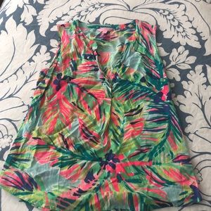 Lilly Pulitzer neon palm tree short sleeve blouse